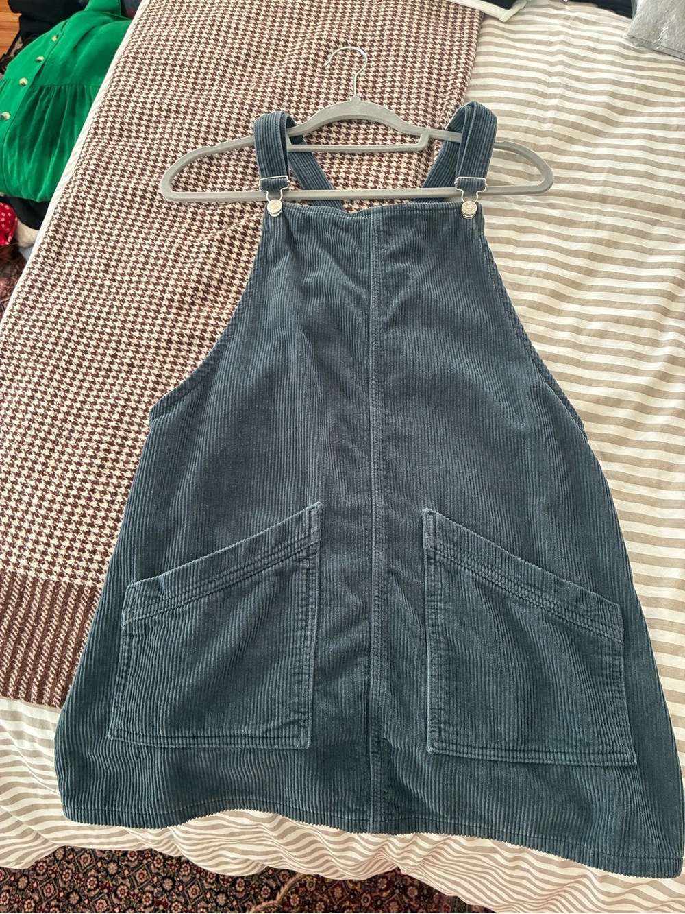 Topshop Teal Corduroy Overall Pinafore Dress